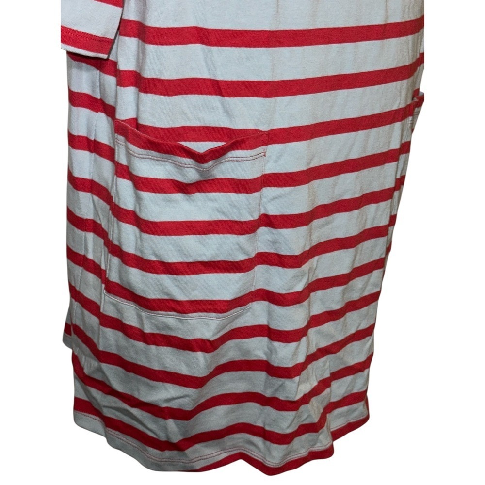 HATCH The Nines Striped Boat Neck Pocket Dress Red Light Blue Cotton size Medium - Picture 3 of 10